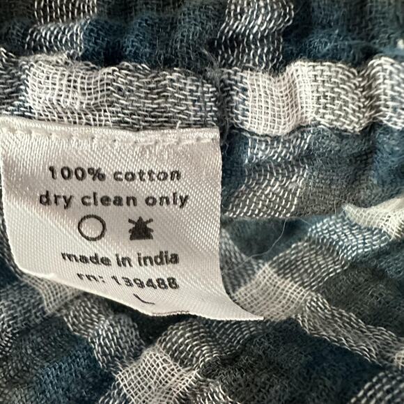 mnml Shirt Womens Large Blue Gray Plaid Frayed Gauze Distressed Button Up Top - Picture 7 of 10